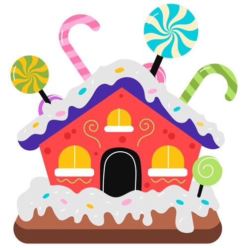 Candyland Theme Colourful Candy House Transparent Sticker